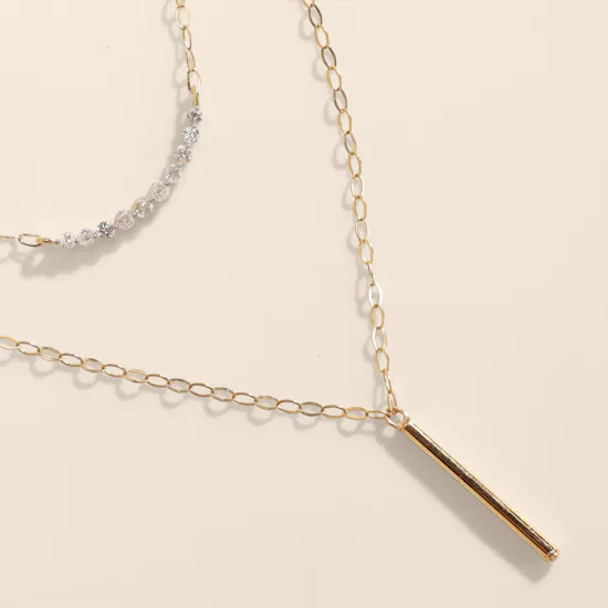 Miss L' by L'azurde Slim Diamonds Layered Women's Necklace