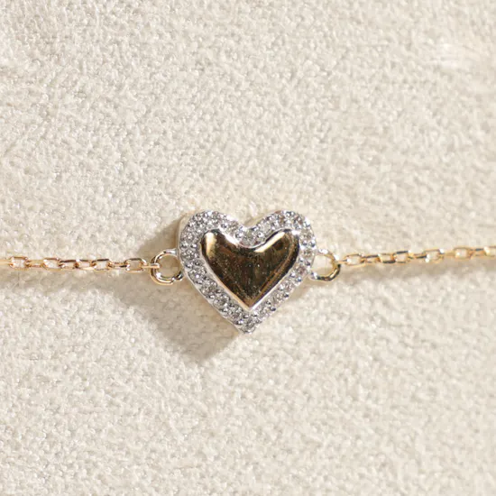 Miss L' by L'azurde Heart Gold and Diamond Kids Bracelet
