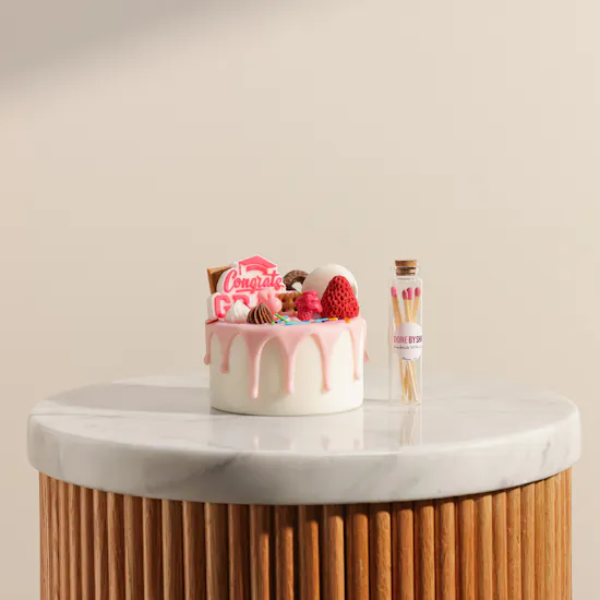 Done by SHK Pink Graduation Cake Candle