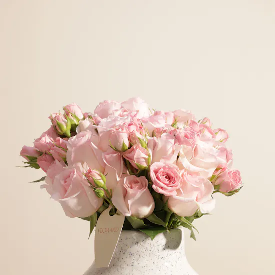 Whispering Pink Roses Vase