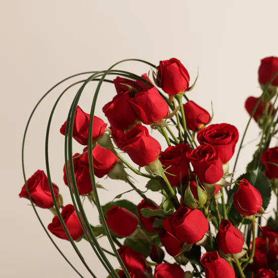 Royal Red Baby Rose Heart Bouquet