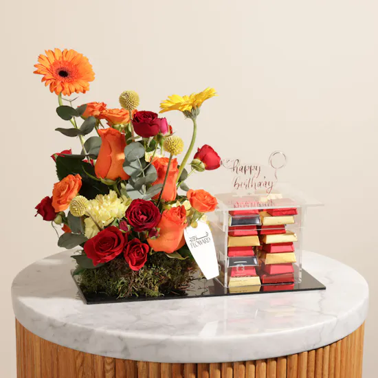 Ghazl Chocolatier Happy Birthday Chocolate Box | Warm Flowers