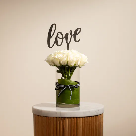 White Love Roses Vase