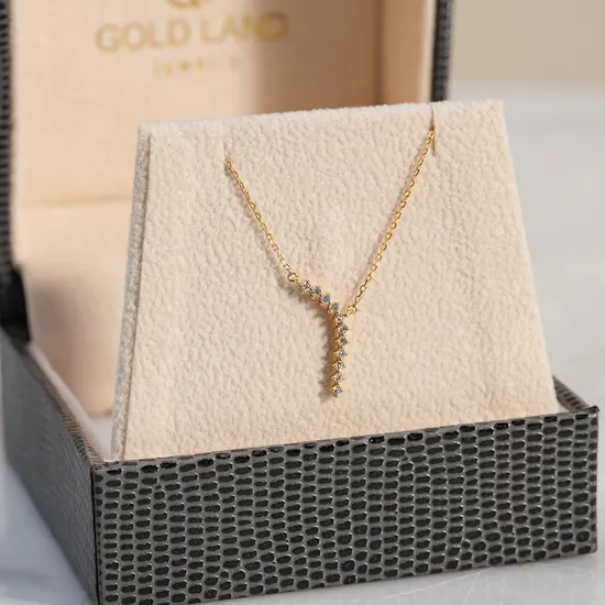 Gold Land Curved Diamond Women’s Necklace