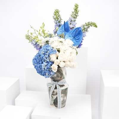 Vibrant White & Blue Vase by Saud Abdulhamid 
