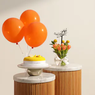 Aani & Dani Mango Cake | Get Well Soon Flower Vase and Balloons Aani & Dani Mango Cake | Get Well Soon Flower Vase and Balloons