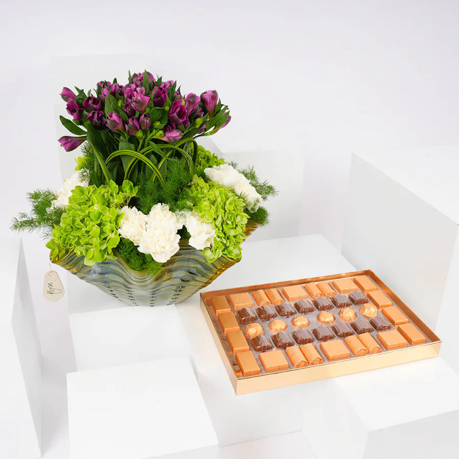 Bostani Big Black Leathered Box | Spring Petals 6