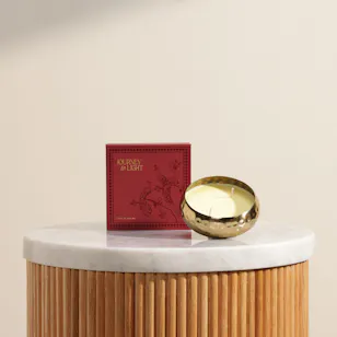 Light of Sakina Brass Urli Saffron Candle 