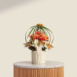 Amber Orbit Flower Vase