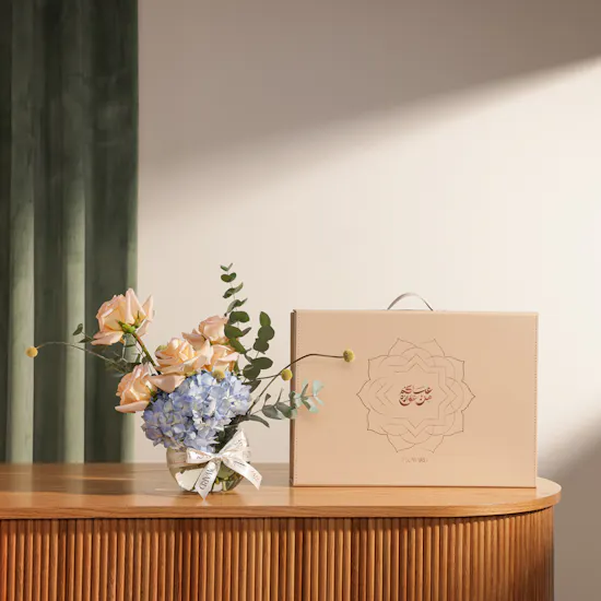Floward of Inner Peace Set | Blush Harmony Flowers Vase
