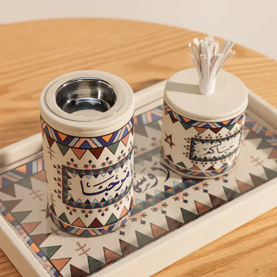 Cascades Mabkhara and Leather Tray Set