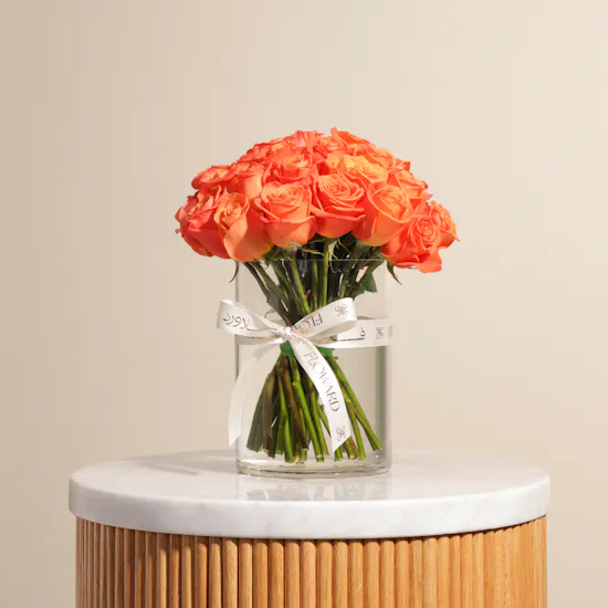 Orange Roses Vase | 35 Flowers