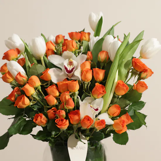 Vibrant Rose and Tulip Vase