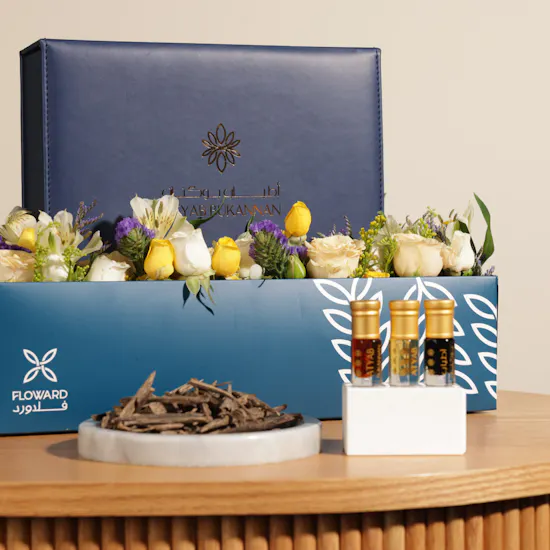 Atyab Bukannan Eastern Collection Blue Box | Shiny Flowers