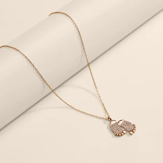Artsy Baby Feet Zircon Stone Necklace