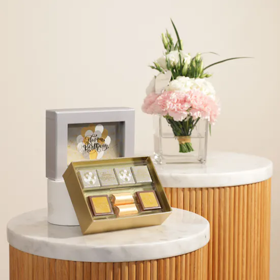 Bostani Happy Birthday Chocolate Box | New Beginnings Flower Vase