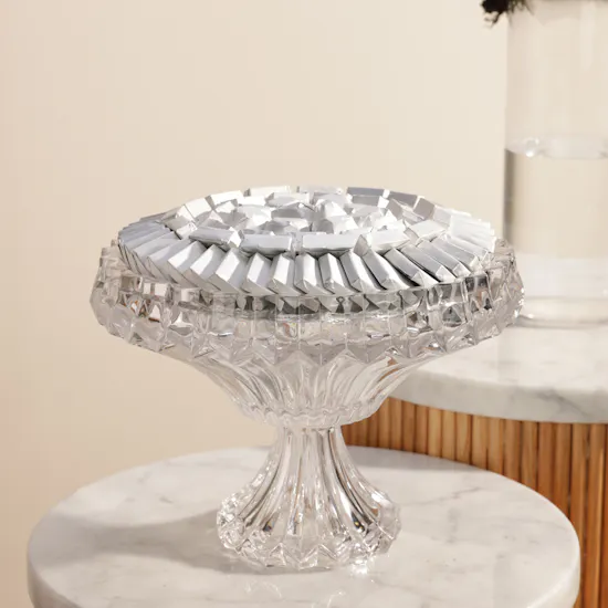 Floward Chocolate Round Glass Tray | Golden Cheer Flower Vase