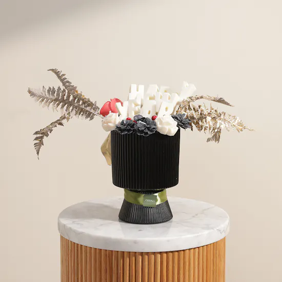 Melosa Black Happy New Year Vase Candle