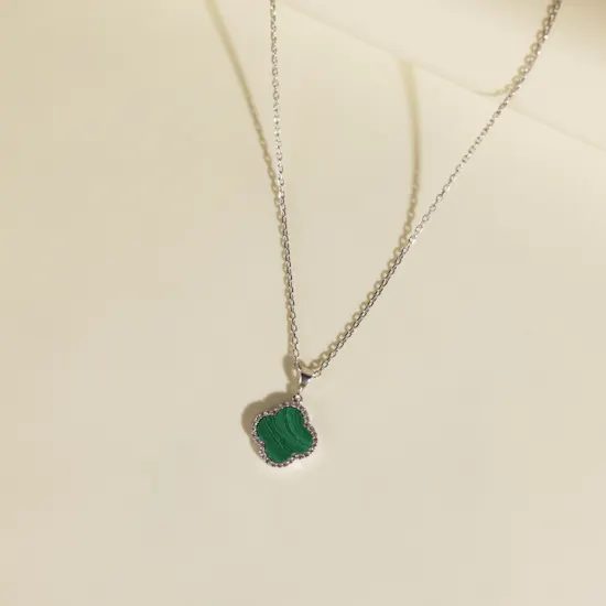 Zia Malachite Zircon Stone Charm Necklace | Birthday Flowers