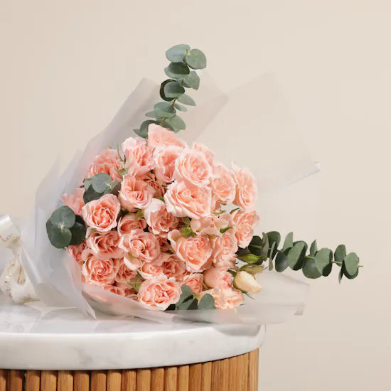 Happy Bahraini Women's Day Baby Roses Bouquet