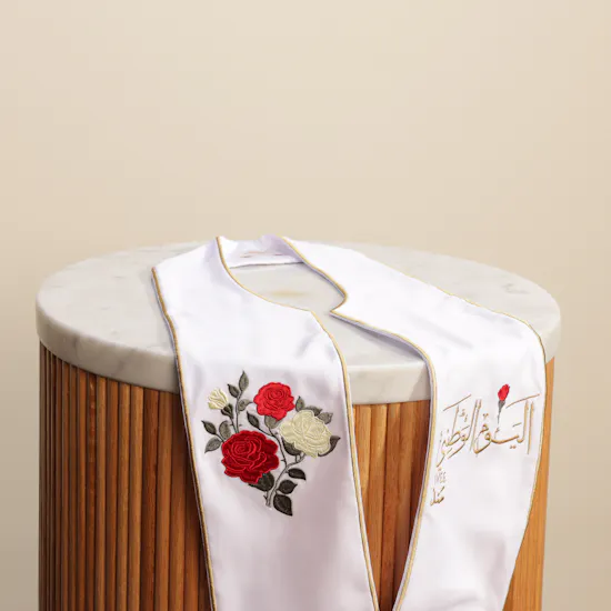 Saaf Rose Omani National Day White Scarf