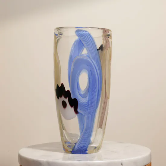 Belavida Murano Eye Sand Alula Vase | Shiny Blue Delphinium