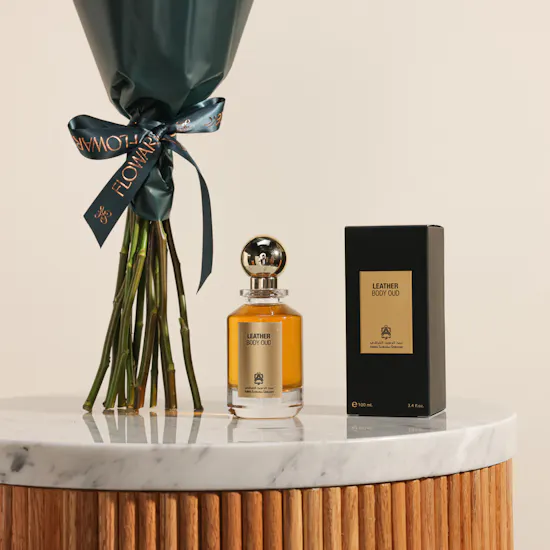 Abdul Samad Al Qurashi Body Oud Leather Perfume | Ethereal Peach Roses Bouquet