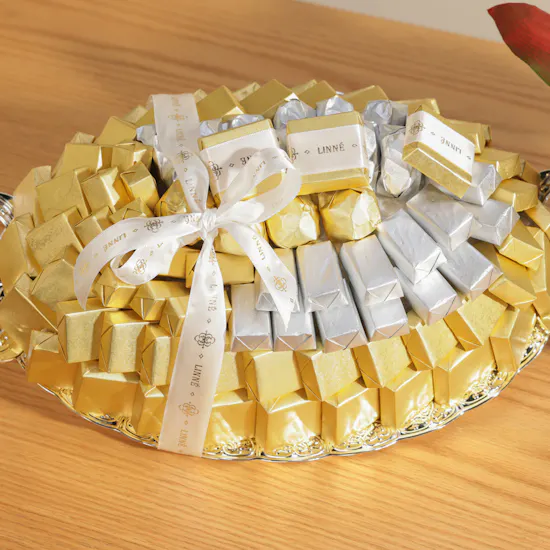Linne Golden and Silver Assorted Chocolate Tray | Gentle Treat Flowers