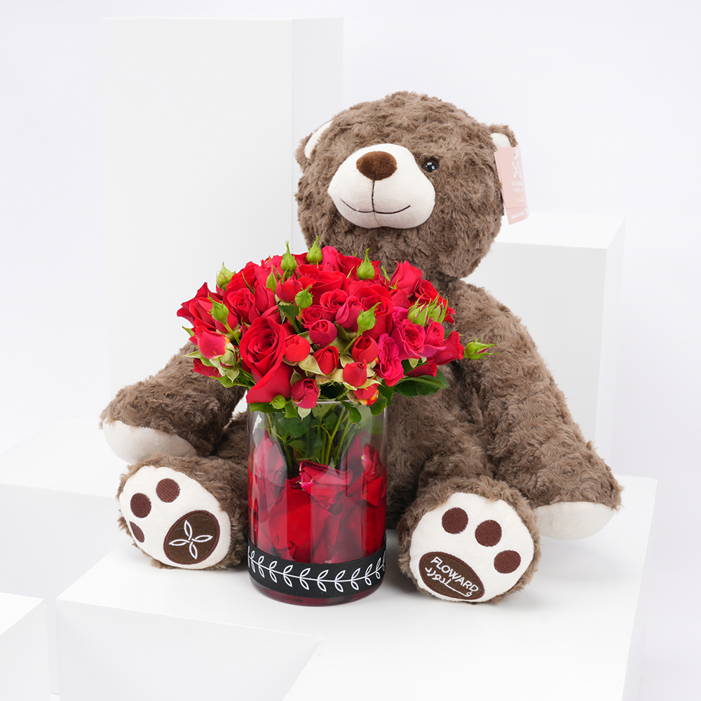 Koki Brown Bear | Red Vase