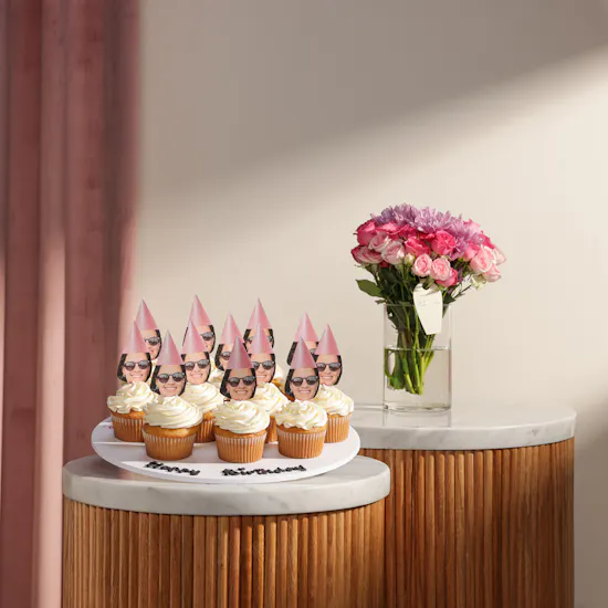 NQ's Bakery Personalized with Photo Cupcakes | Dreamy Flowers