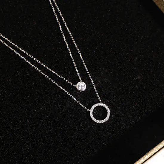 AV Jewelry Two-Tier White Gold Necklace