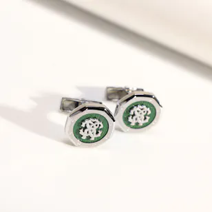 Roberto Cavalli Silver & Green Men's Cufflinks