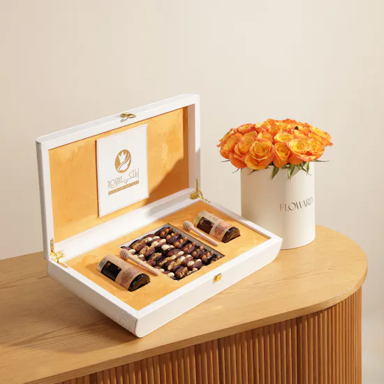 Al Malaky Royal Sidr and Samar Honey and Dates with Nuts Box | Flowers Box