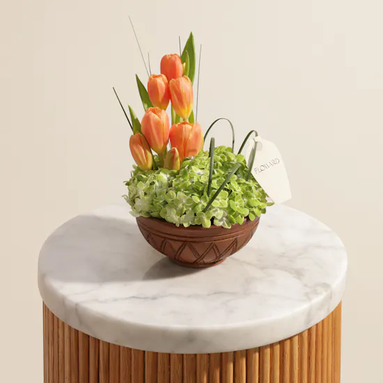 Saudi Artisanal Company Warm Flowers Wooden Vase