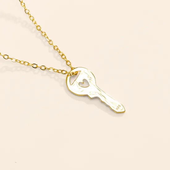 Hrh Gold-plated Key with A Heart Necklace