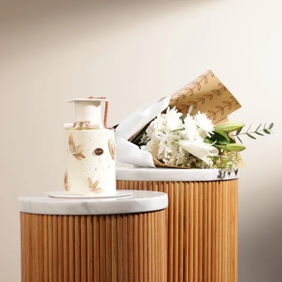 Crumbles Graduation Cake | White Blooms