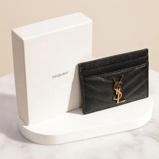 Saint Laurent Cassandre Matelasse Leather Black Women's Card Holder