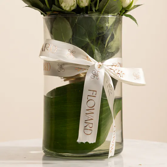 20 White Baby Roses Vase