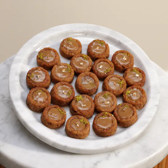 Mathaaq Date Basbousa with Butterscotch Plate