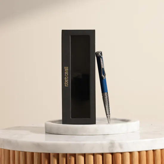 Roberto Cavalli Silver & Dark Blue Elegant Pen