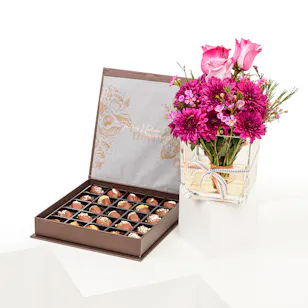 Svanah Dates with Chocolate Box | Purple Flowers