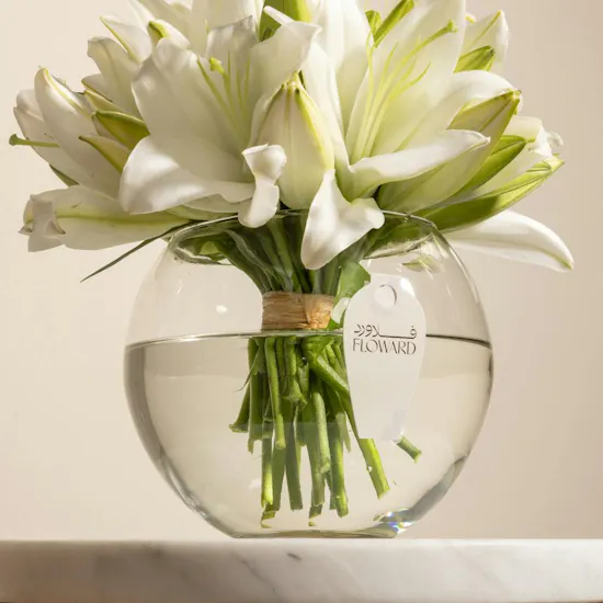 White Lilies | Glass Vase