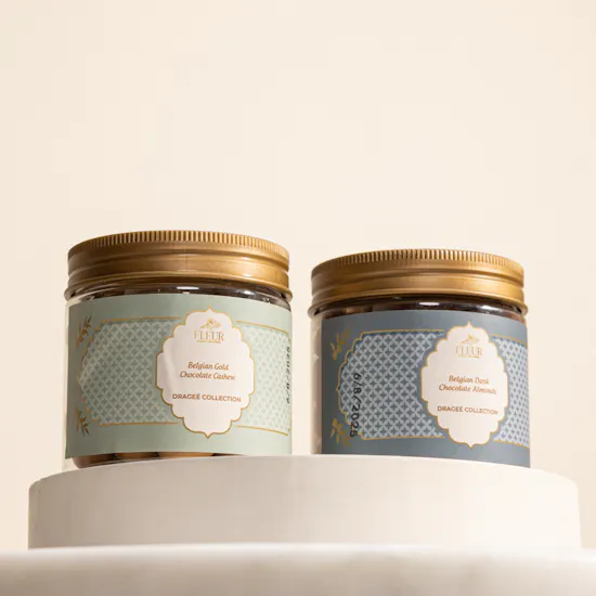 Fleur Chocolate with Almond and Cashew Dragee Jars Set