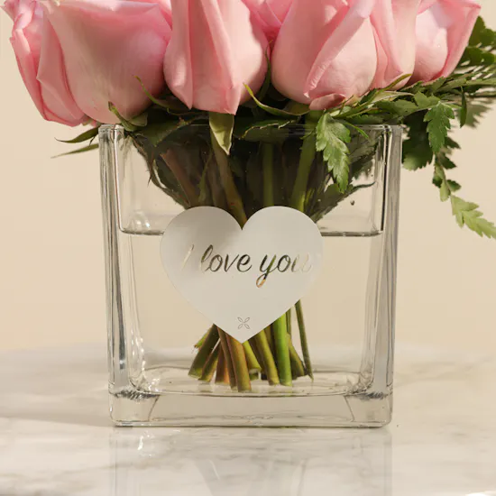 Light Pink Roses I love You Vase