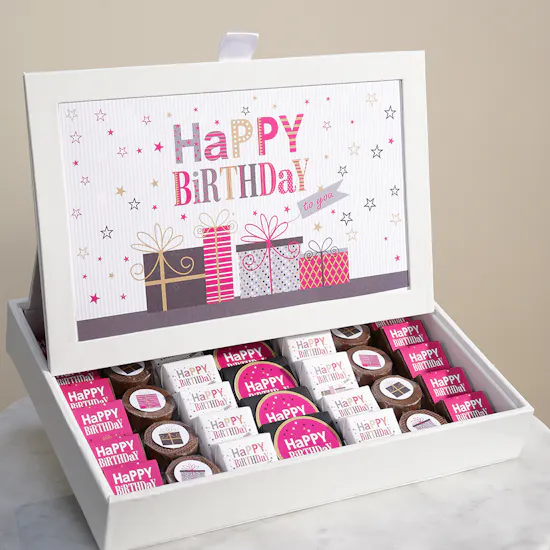Lilac White Birthday Chocolate Leather Box