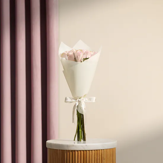 Elegant Pink Roses Bouquet | 12 Roses