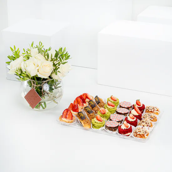 Secrets Mini Desserts Tray | White Roses