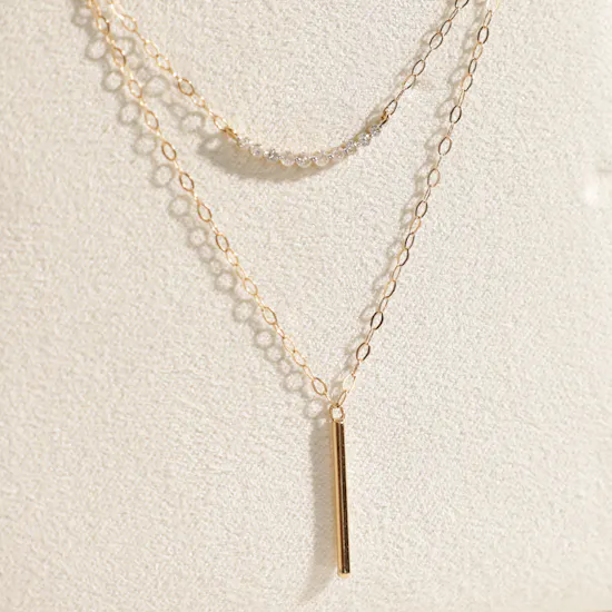 Miss L' by L'azurde Slim Diamonds Layered Women's Necklace