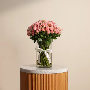 Pink Baby Roses Vase | 50 Flowers