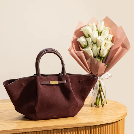 DeMellier Leather Tote Bag | Whispering Elegance Flowers